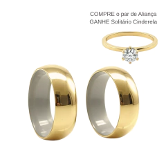 Aliança Moeda Antiga - Rio Grande 7mm e Solitário Cinderela - comprar online