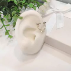 Piercing Helix Indiano com Três Pedras de Zircônias Prata 925