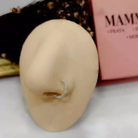 Piercing de Nariz Argola Cravejada de Prata 925