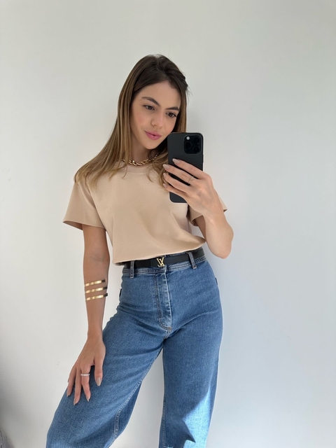 T Shirt Gola Baixa Areia