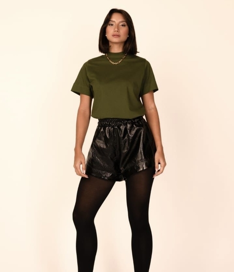 T Shirt Gola Alta Verde Musgo