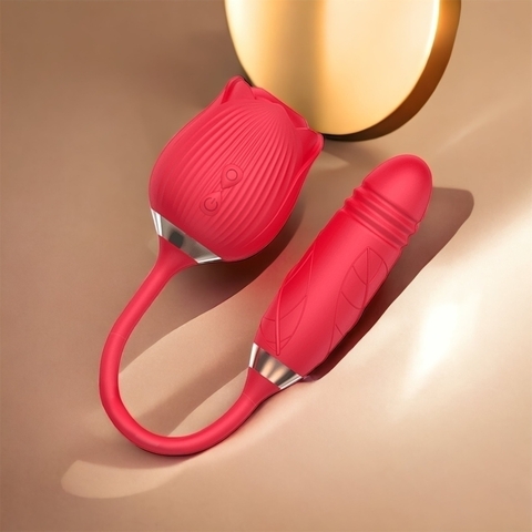 VIBRADOR FLOWER DUPLO - SUGADOR E VAI E VEM