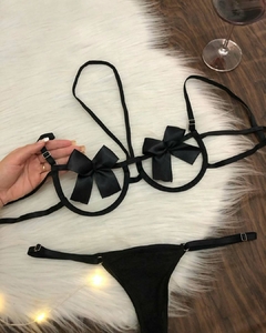 CONJUNTO LINGERIE LAÇO COM CINTA LIGA - Sempre Pronta