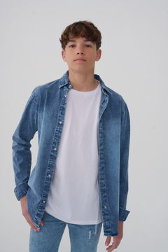 CAMISA CLASICA JEAN CON BOTONES SNAP