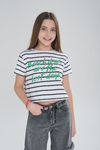 REMERA RAYADA VANESSA ESTAMPA CON RELIEVE VERDE