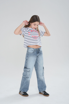 REMERA RAYADA VANESSA ESTAMPA CON RELIEVE - comprar online