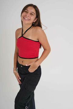 1152-TOP CRUZADO EN CUELLO ROJO - comprar online