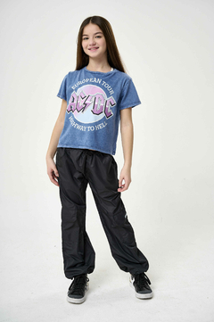 REMERA ACDC TEÑIDA AZUL - comprar online