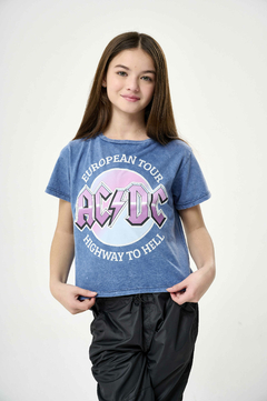 REMERA ACDC TEÑIDA AZUL