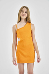 VESTIDO ASIMETRICO SCUBA CREPE NARANJA