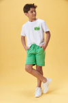 BERMUDA CON OJALILLOS METALICOS Y CORDON RUSTICO PEINADO VERDE