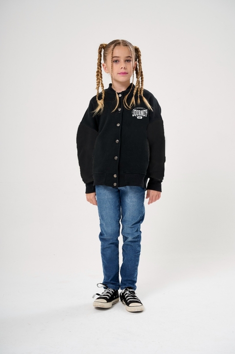 CAMPERA UNIVERSITARIA FRISA NEGRO-NEGRO