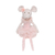 Ratinha de pelúcia Lexi, vestida com tule rosa, com orelhas lindas e toda macia.