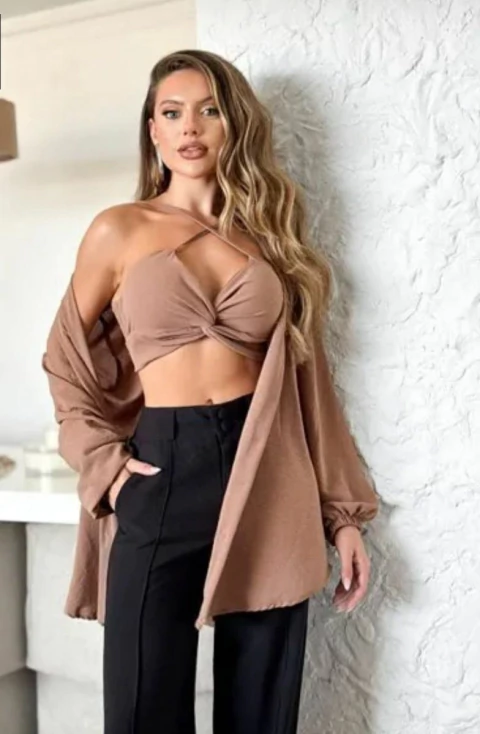 Conj Camisa Cropped ViVi Nude - comprar online