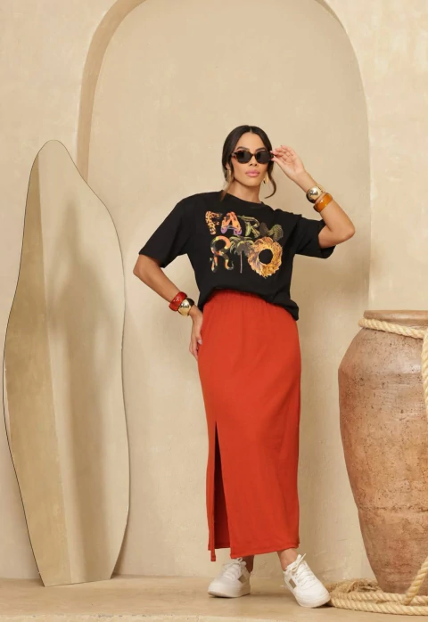Saia Bruna Terra Cota