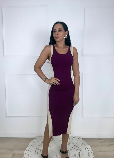 Vestido Duo - Uva/Bege - comprar online