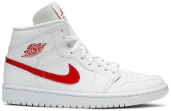 AIR JORDAN 1 MID ' WHITE UNIVERSITY RED '