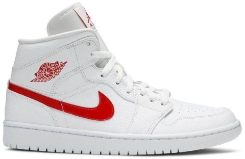 AIR JORDAN 1 MID ' WHITE UNIVERSITY RED '