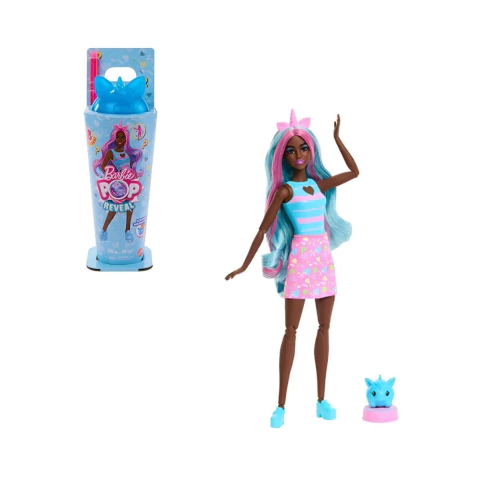 Boneca Barbie Pop Reveal Milkshake Negra Copo Azul