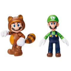 Kit 2x Bonecos Super Mario Bros Tanooki Mario e Luigi 10cm - comprar online