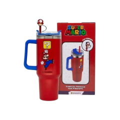 Copo Térmico Tumbler Super Mario Bros com pingente 1,15L