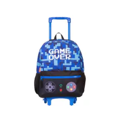Mochila de Rodinha Grande Game Over Azul - Sestini