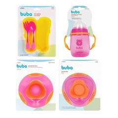 Kit Buba Alimentação Infantil Rosa Neon c/ Copo 300ml - comprar online