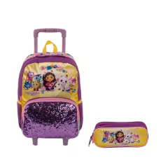 Kit Mochila Rodinha e Estojo Gabby's Dollhouse Meow Sestini - comprar online