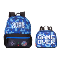 Kit Mochila Costas e Lancheira Game Over Azul Sestini - comprar online