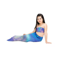 Fantasia Infantil Sereia Azul Top e Cauda c/ Abertura Pés - comprar online