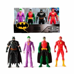 Brinquedo Pack 4 Bonecos 15cm Batman Coringa Robin Flash