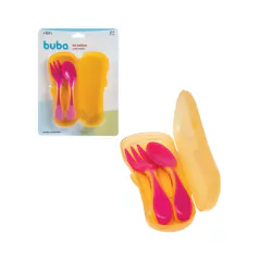 Kit Buba Alimentação Infantil Rosa Neon c/ Copo 300ml - loja online