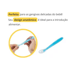 Colher Anatômica em Silicone Alimentação Infantil Azul Buba na internet