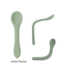 Imagem do Kit Refeição Silicone Pratinho Babador e Colher Verde Buba