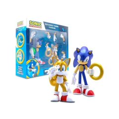 Kit 2x Boneco Sonic the Hedgehog Montável Sonic e Tails