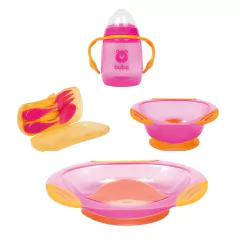 Kit Buba Alimentação Infantil Rosa Neon c/ Copo 300ml