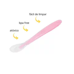 Colher Anatômica em Silicone Alimentação Infantil Rosa Buba - loja online