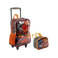 Kit Mochila Rodinha Lancheira Jurassic World Battle Sestini