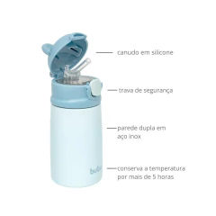 Copo Térmico Ursinho Parede Dupla Azul 320ml Buba - 4Best Play - e-commerce de brinquedos infantis