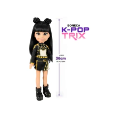 Boneca K-Pop Trix Gold Aria Cabelo Preto 36cm - 4Best Play - e-commerce de brinquedos infantis