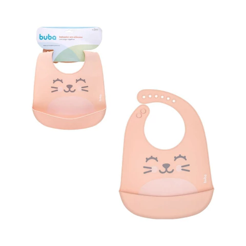 Babador de silicone com pega-migalhas Gumy Pêssego