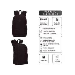 Mochila Sestini Magic Crinkle Preto na internet