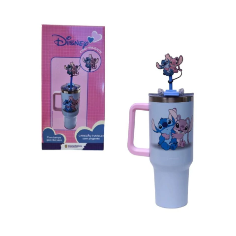 Copo Canecão Tumbler Stitch & Angel com pingente 1,15L