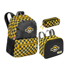 Kit Escolar Mochila Lancheira e Estojo Minions Chess Sestini