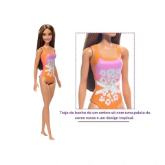 Boneca Barbie Praia Morena Maiô Laranja - loja online