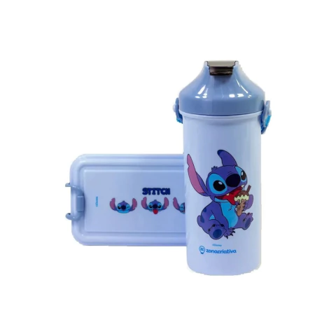 Kit Lunch Box e Garrafa Stitch Disney Infantil Zona Criativa