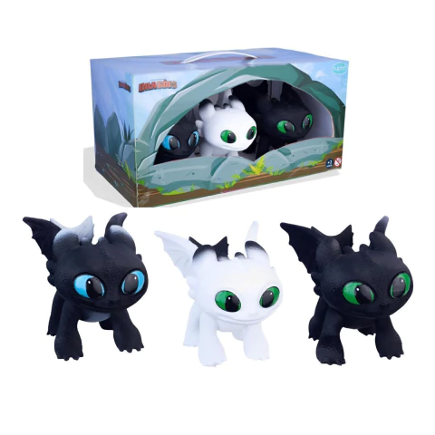 3 Dragões Mini Dusk, Dawn e Eclipse Como Treinar Seu Dragão