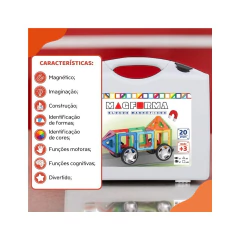 Imagem do Blocos de Montar Magnéticos Vazados Magforma 20 Pçs c/ Rodas