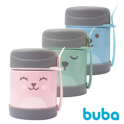 Pote Térmico Infantil Inox Com Talher Alimentos 360 Ml Buba