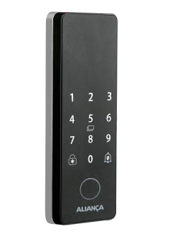 Fechadura Digital Iris Plus sobrepor para Porta de Vidro Preto Fosco Aliança